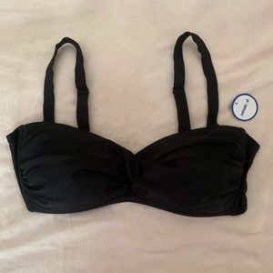 Black twist front bandeau bikini top size 18